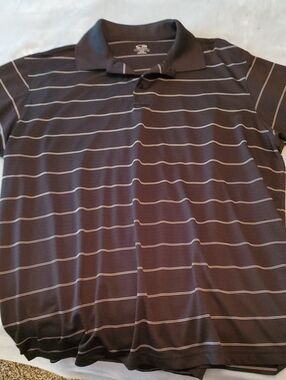 Champion Black Polo with Thin White Stripes